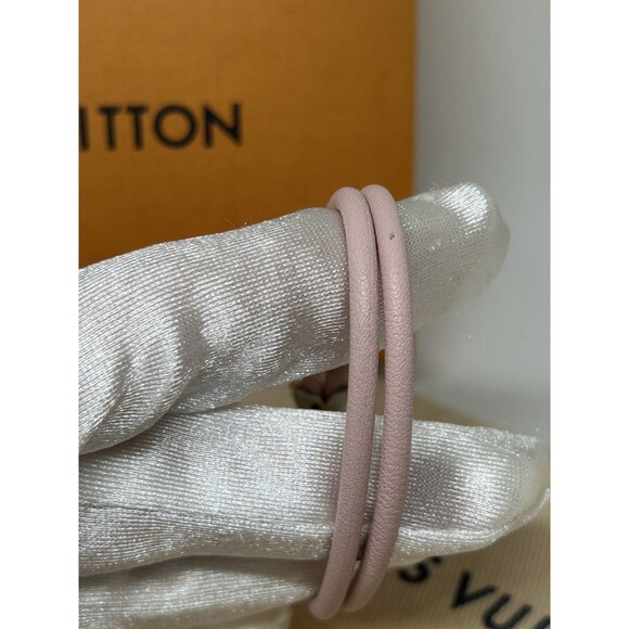 Louis Vuitton Keep A Secret M6677F Pink Leather Metal Bracelet 6 inches - Picture 4 of 13
